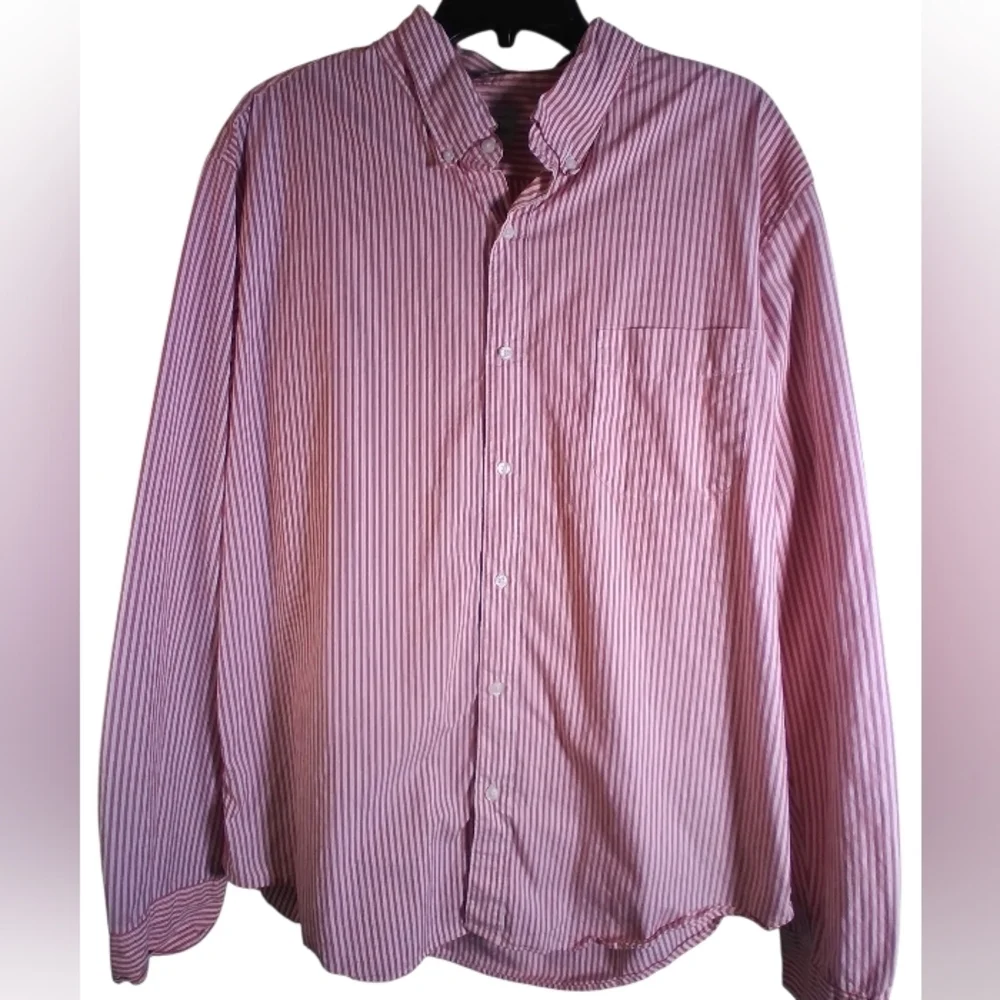 J. Crew Mens Slim Red & White Stripe Button Down Shirt Size XXL Workwear